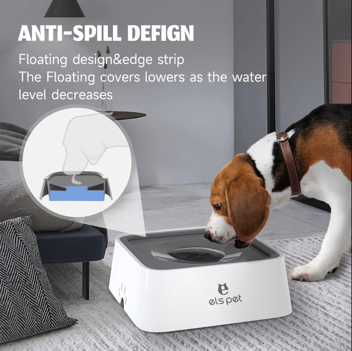 1.5L Anti-Spill Pet Water Bowl with Floating Design for Dogs and Cats